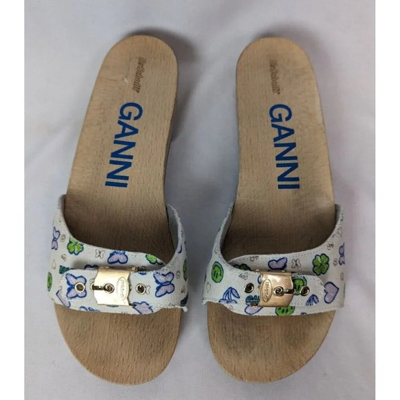 GANNI x DR. Scholl’s Sandals Kiosk Parrot Slides Wooden Platform Shoe EU 40 US 9 - Picture 5 of 16